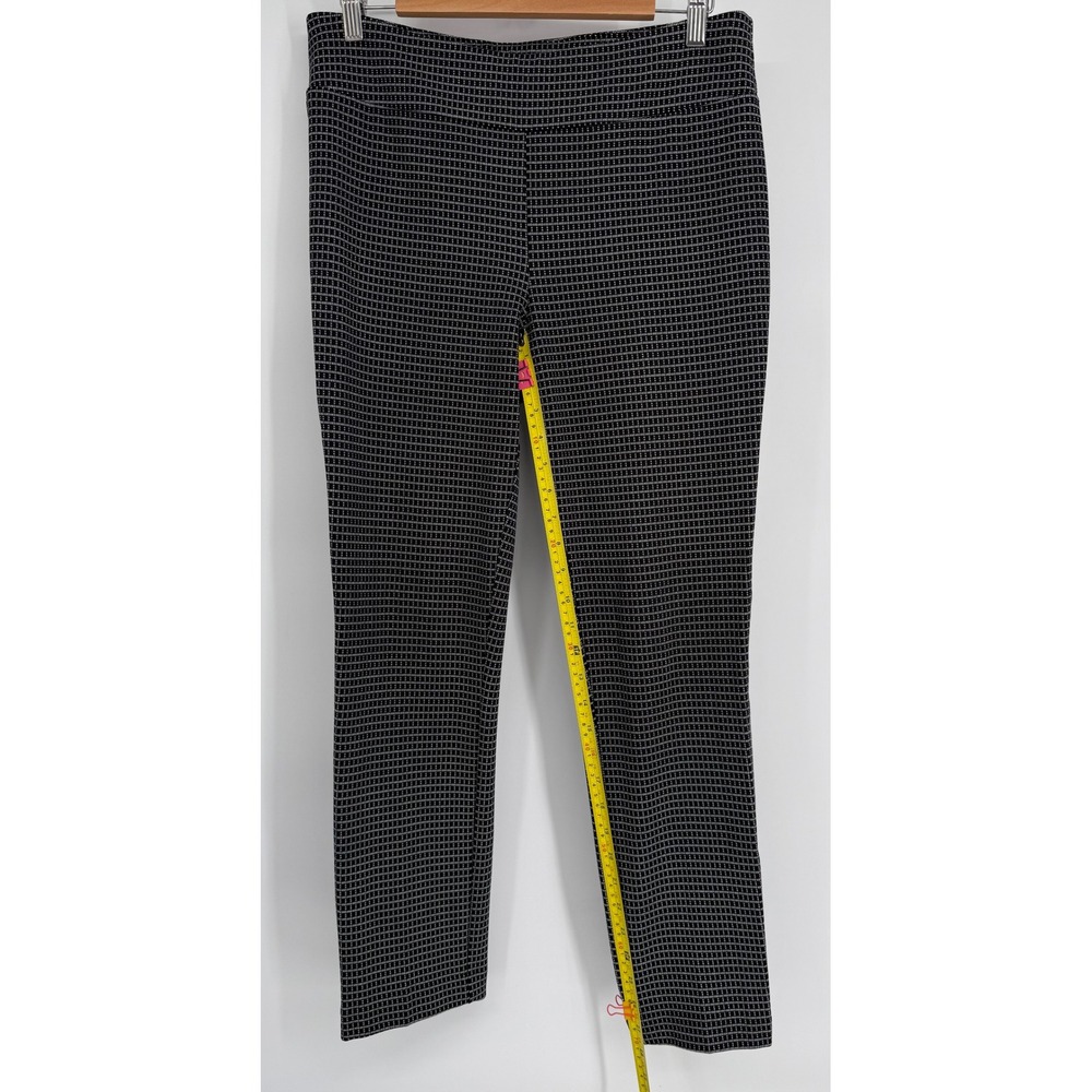 Adrienne Vittadini Black White Micro Grid Pull On Straight Leg Pants Womens Sz L - Picture 4 of 11